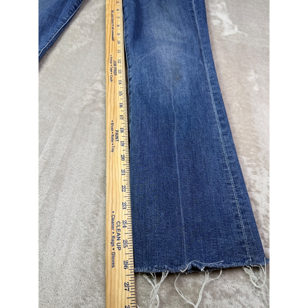 MOTHER The Hustler Size 26 Ankle Fray Jeans Blue Patch Pocket Flare Raw Hem - Picture 12 of 15